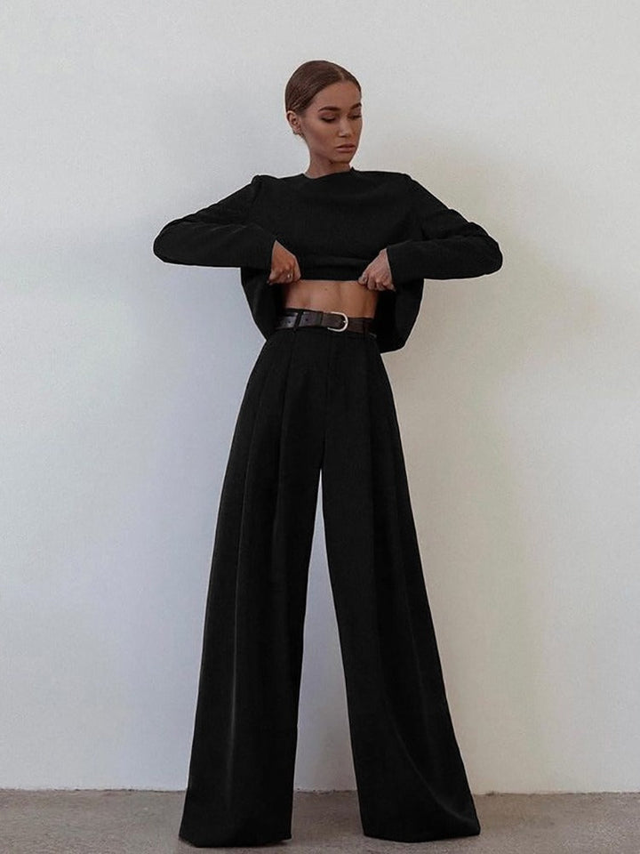 Levoire | Haut Rembourré Avec Manches Longues Et Pantalon Large Pour Femmes Noir