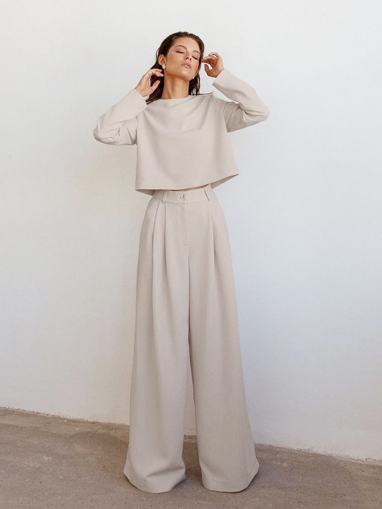 Levoire | Haut Rembourré Avec Manches Longues Et Pantalon Large Pour Femmes Beige