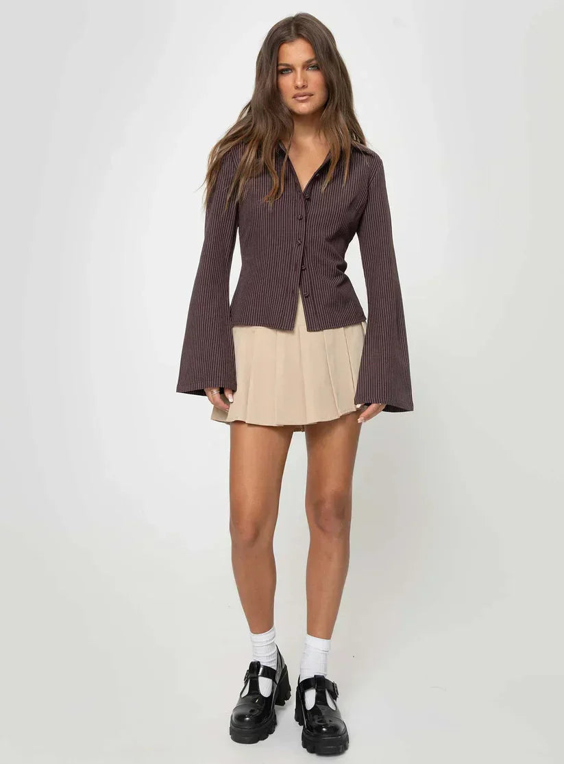 Levoire | Élégante Blouse Rétro Avec Boutons Braun