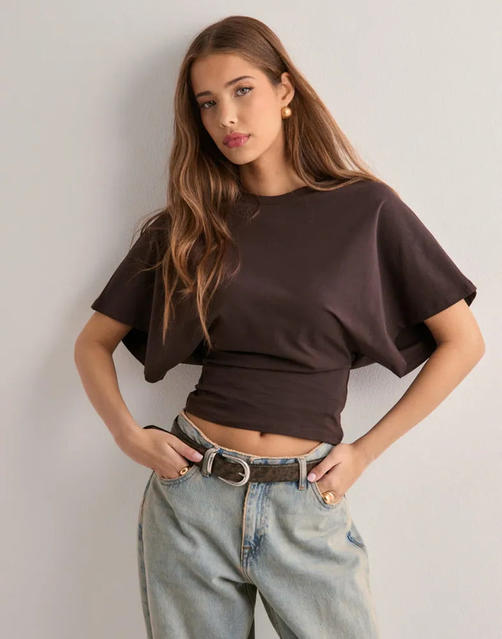 Levoire | T-Shirt Chic Avec Des Manches Larges Pour Femmes Braun