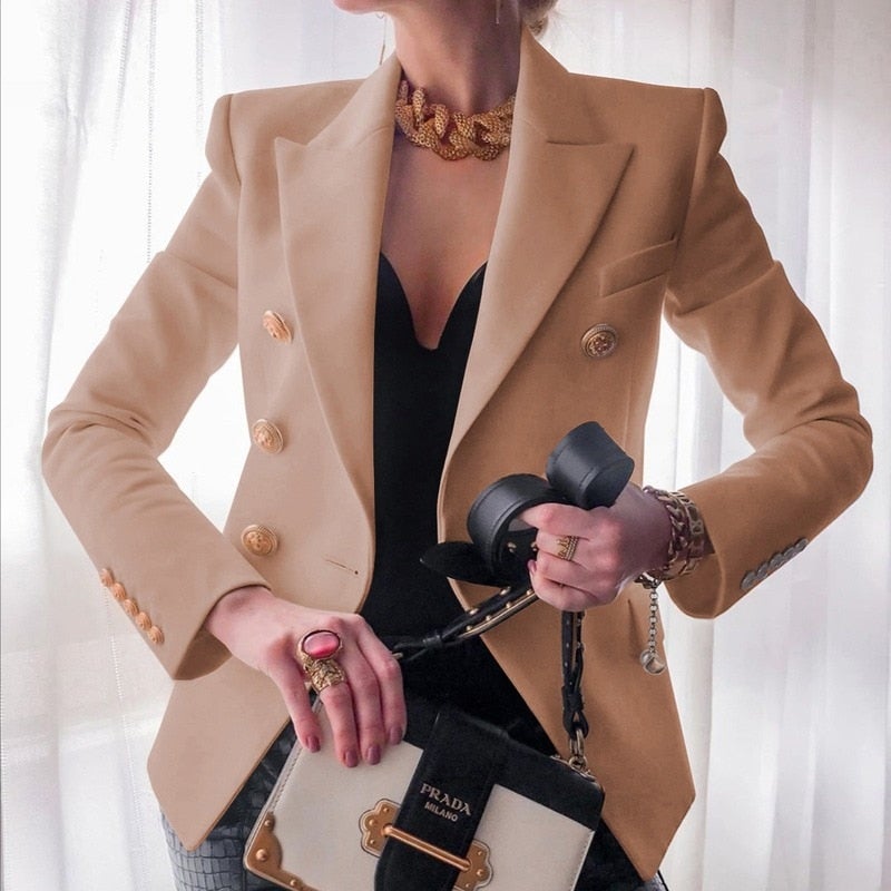 Levoire | Blazer De Luxe Élégant Avec Boutons Pour Femmes Khaki