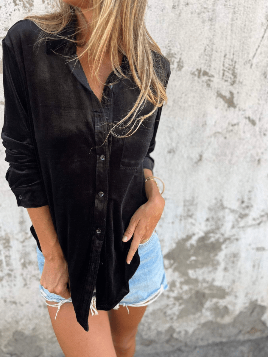 Levoire | Chemise velours manches longues femme Noir