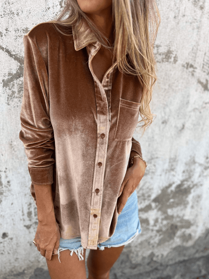 Levoire | Chemise velours manches longues femme Braun