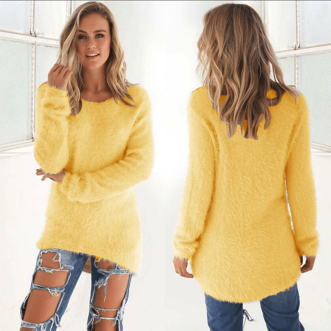 Levoire | Pull en peluche femme Sweatshirt Jumper Gilet Jaune