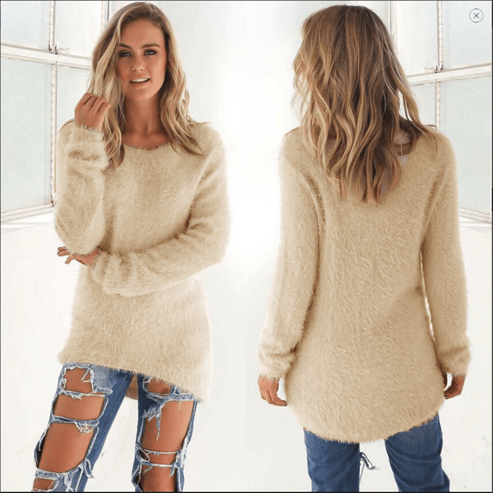 Levoire | Pull en peluche femme Sweatshirt Jumper Gilet Beige