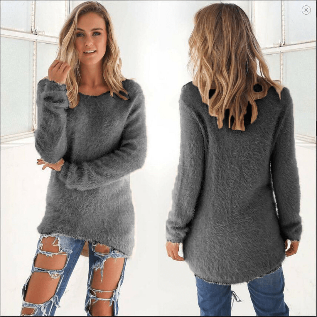 Levoire | Pull en peluche femme Sweatshirt Jumper Gilet Gris