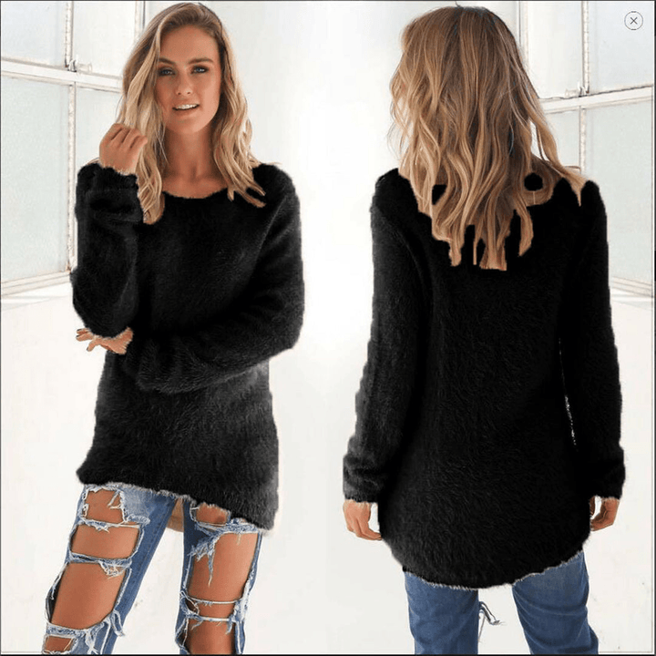 Levoire | Pull en peluche femme Sweatshirt Jumper Gilet Noir
