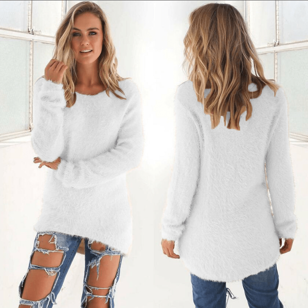 Levoire | Pull en peluche femme Sweatshirt Jumper Gilet Blanc