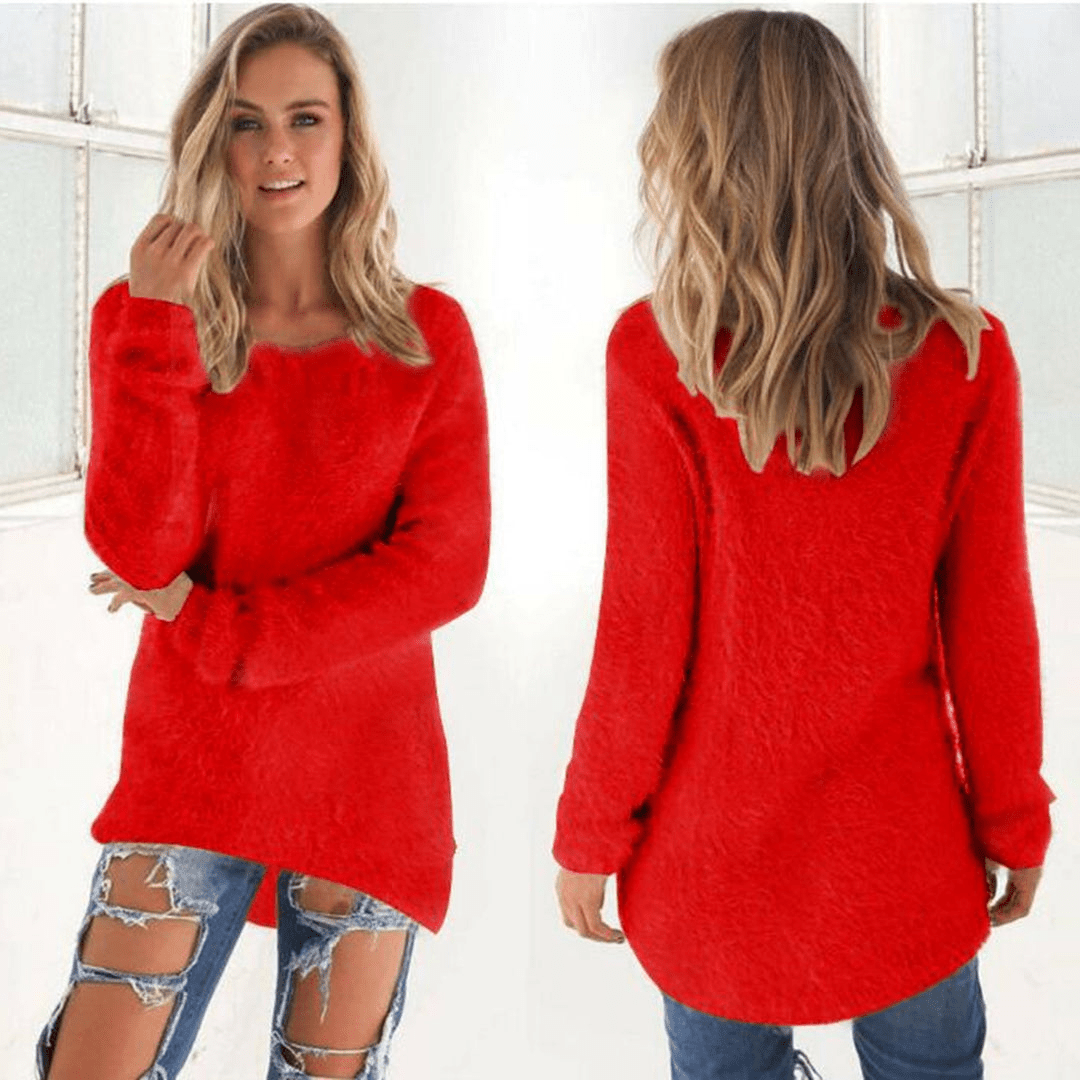 Levoire | Pull en peluche femme Sweatshirt Jumper Gilet Rot