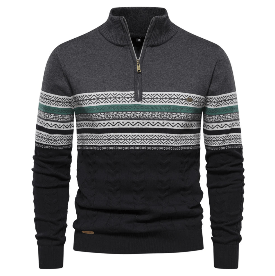 Levoire | Pull Scandinave Demi-Zip Homme Gris foncé