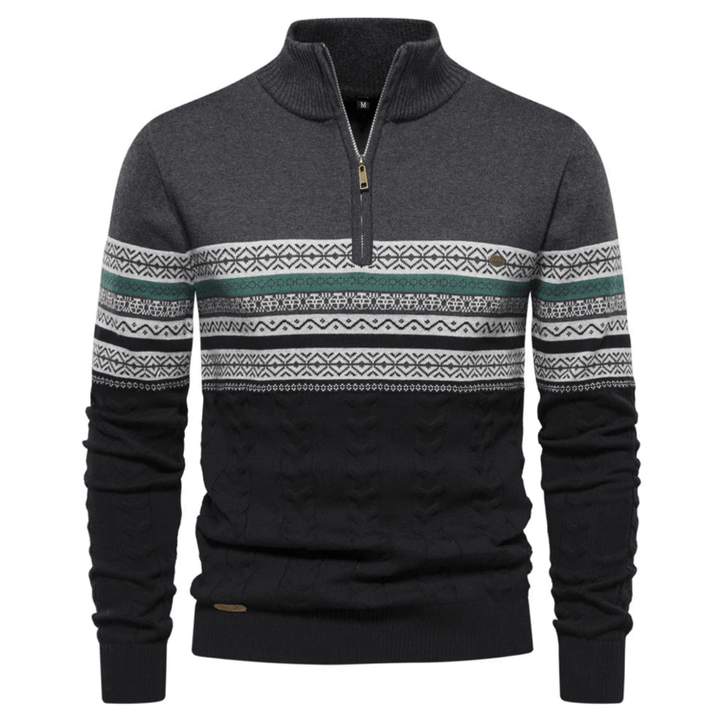 Levoire | Pull Scandinave Demi-Zip Homme Gris foncé
