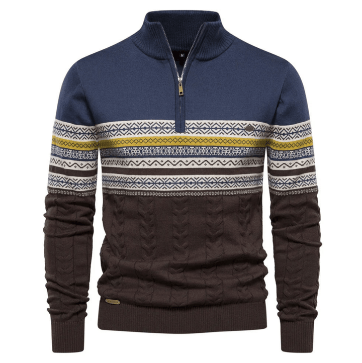 Levoire | Pull Scandinave Demi-Zip Homme Bleu