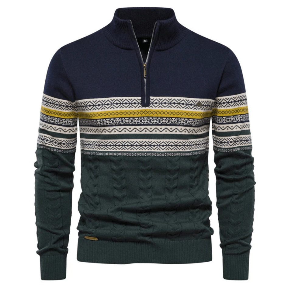 Levoire | Pull Scandinave Demi-Zip Homme Bleu marine