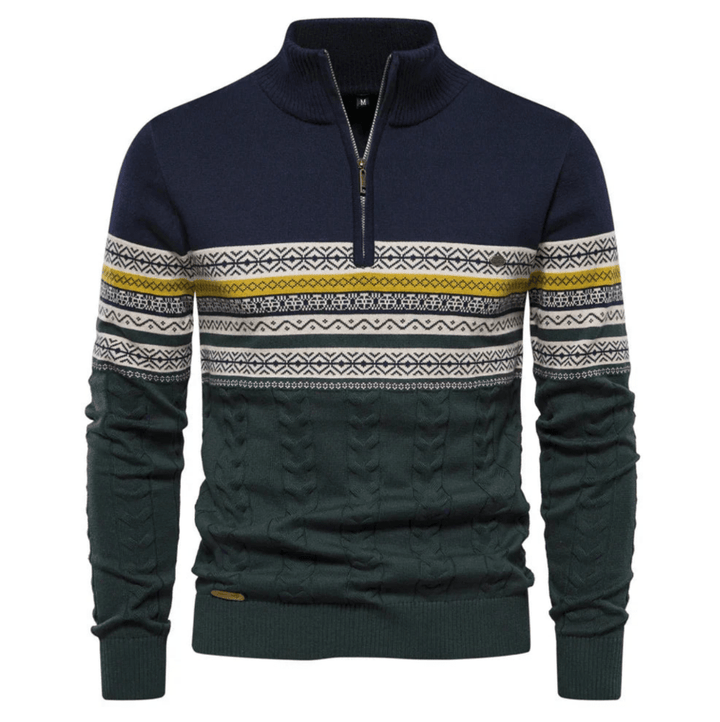 Levoire | Pull Scandinave Demi-Zip Homme Bleu marine