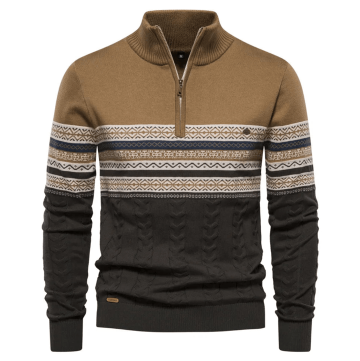 Levoire | Pull Scandinave Demi-Zip Homme Khaki