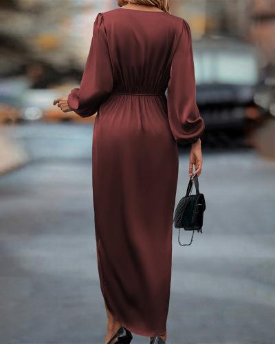 Levoire | Satin Robe Classique À Manches Pour Femmes