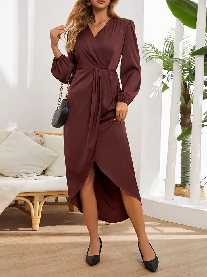 Levoire | Satin Robe Classique À Manches Pour Femmes