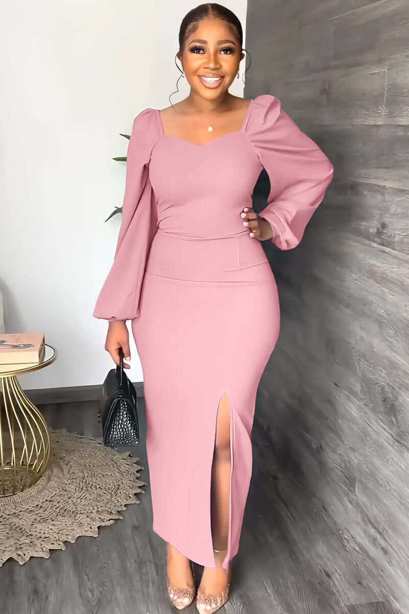 Levoire | Robe Moderne À Manches Longues Pour Femmes Rosa