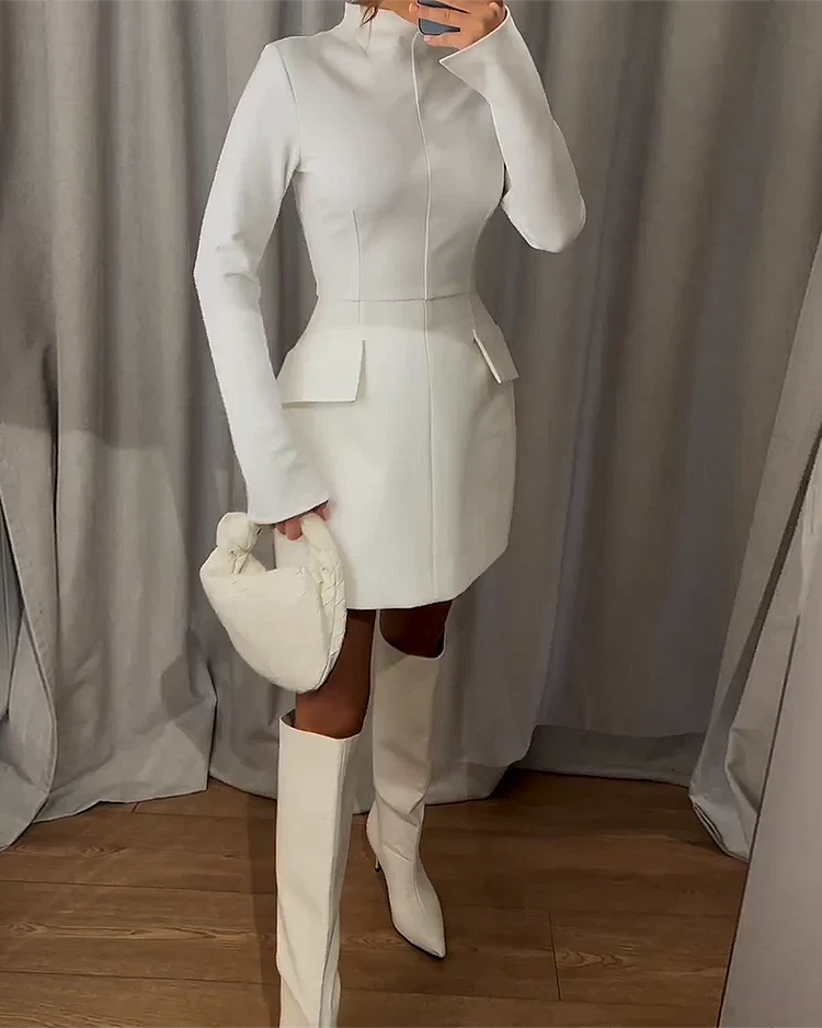 Levoire | Robe Mini Élégante Avec Manches Longues Blanc