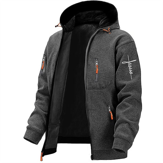 Levoire | Veste À Capuche Zippée À Manches Longues Pour Hommes Avec Poches Gris foncé