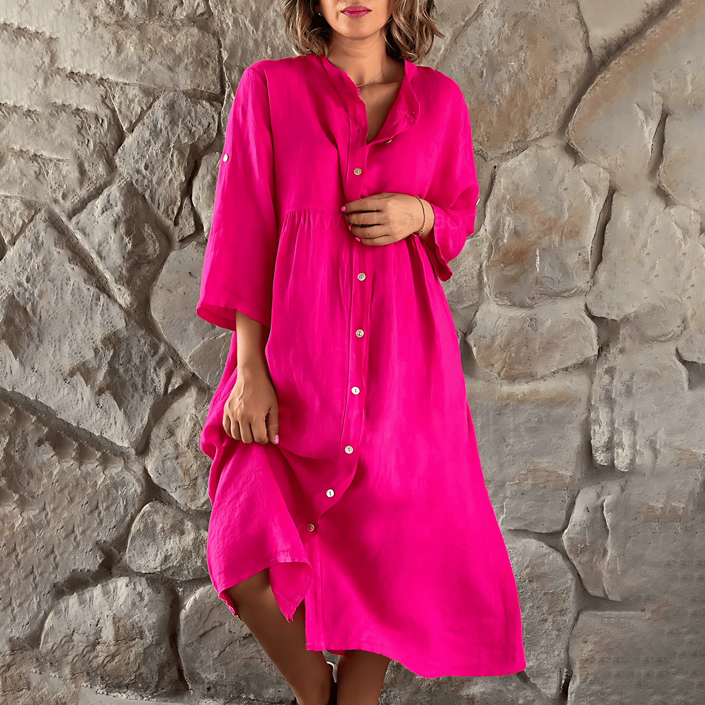 Levoire | Robe D'Été Avec Boutons Pour Femmes Rosa