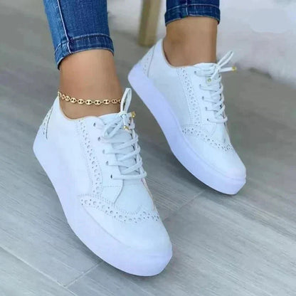 Levoire | Chaussures À Lacets Décontractées Avec Détails Brogue Pour Femmes Blanc