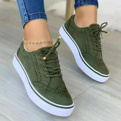 Levoire | Chaussures À Lacets Décontractées Avec Détails Brogue Pour Femmes Vert