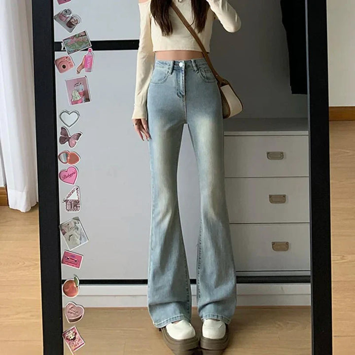 Levoire | Jean Haute Taille Avec Jambe Droite Pour Femmes Eau bleue