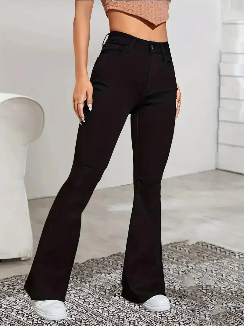 Levoire | Jean Haute Taille Avec Jambe Droite Pour Femmes Noir