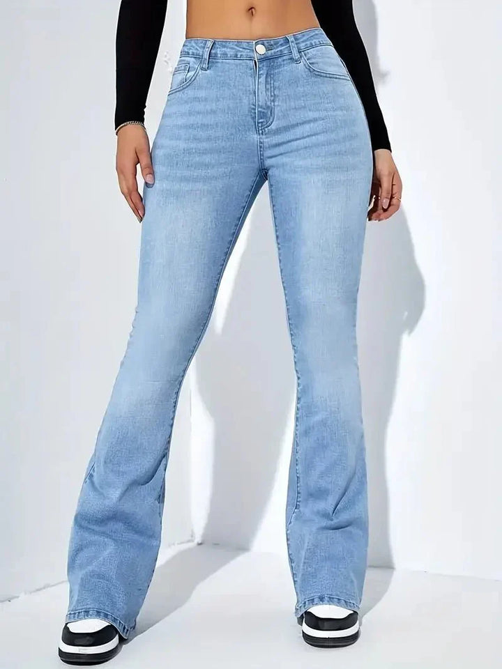 Levoire | Jean Haute Taille Avec Jambe Droite Pour Femmes Bleu clair