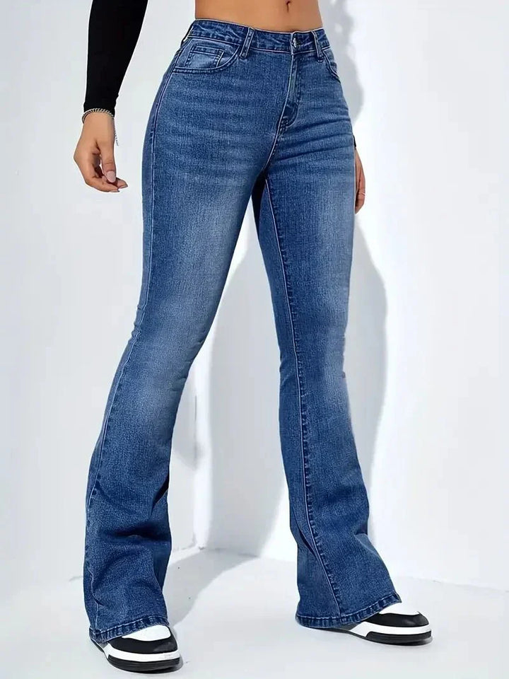 Levoire | Jean Haute Taille Avec Jambe Droite Pour Femmes Bleu