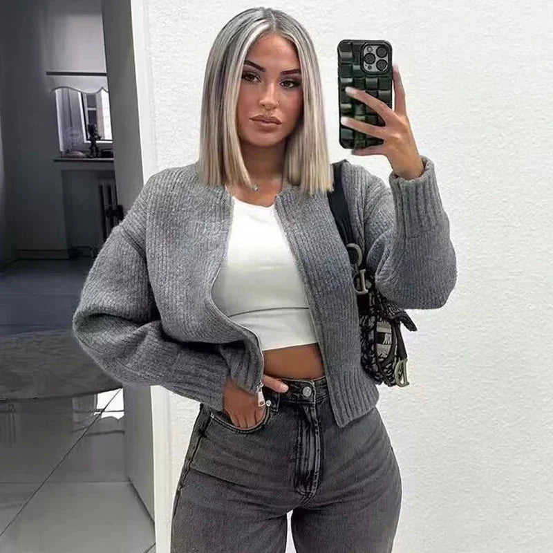 Levoire | Cardigan Grande Taille Pour Femmes Tricot Gris