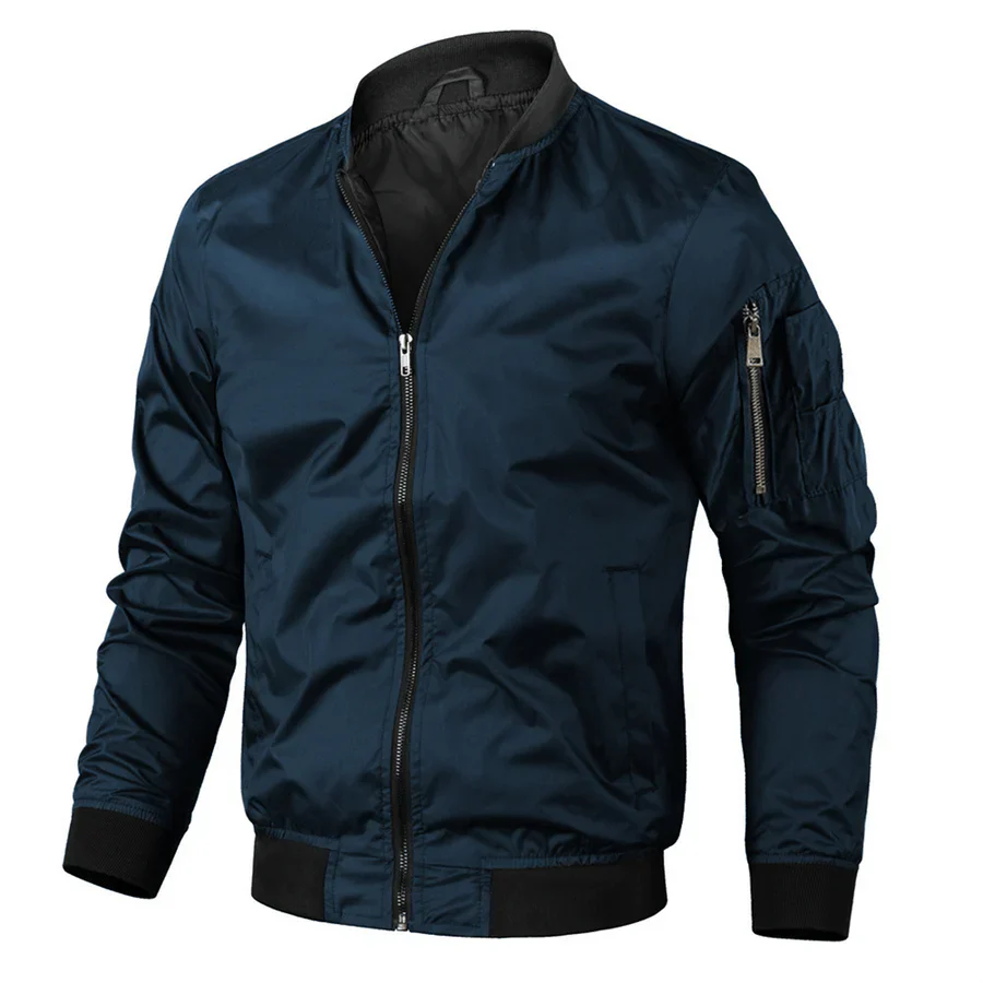 Levoire | Veste bomber décontractée à manches longues pour hommes fermeture éclair Bleu marine