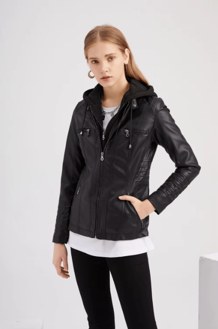 Levoire | Veste En Cuir Biker Avec Capuche