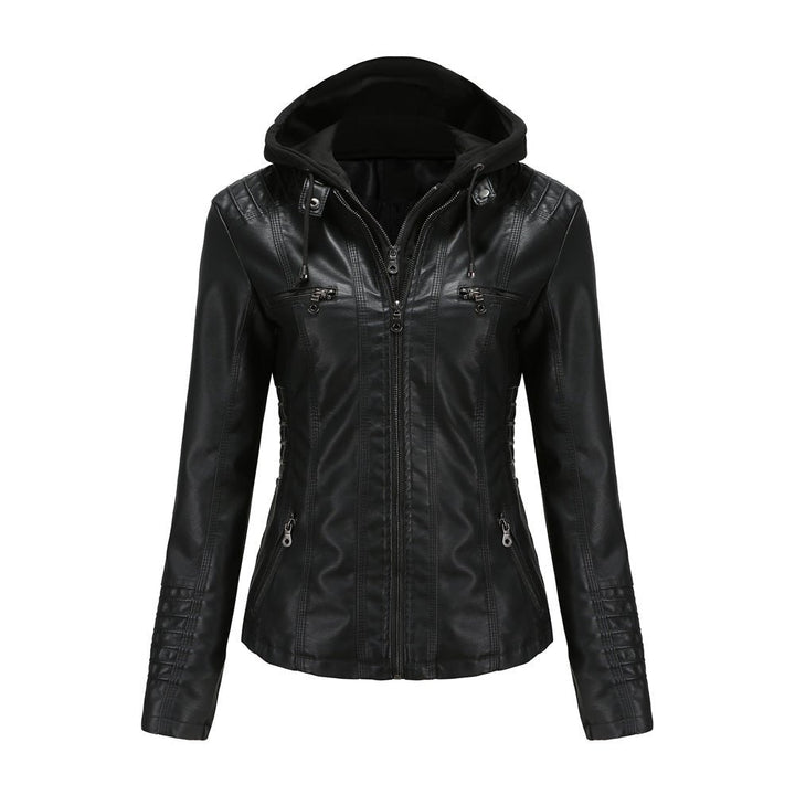 Levoire | Veste En Cuir Biker Avec Capuche Noir