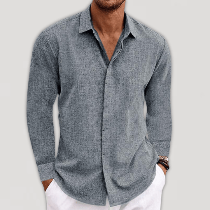 Levoire | Chemise À Manches Longues Avec Col Pour Hommes Gris