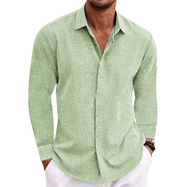 Levoire | Chemise À Manches Longues Avec Col Pour Hommes Vert