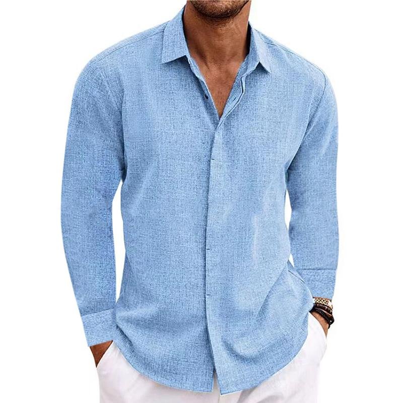 Levoire | Chemise À Manches Longues Avec Col Pour Hommes Bleu
