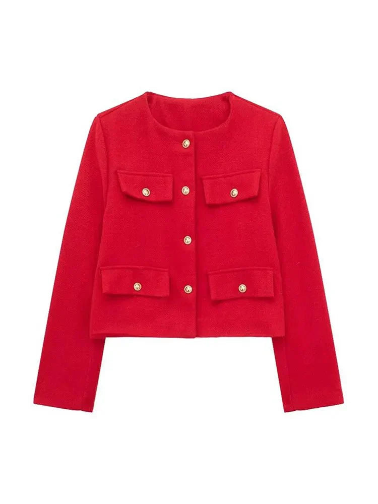 Levoire | Blouse à boutons croisés pour femmes à manches longues Rot