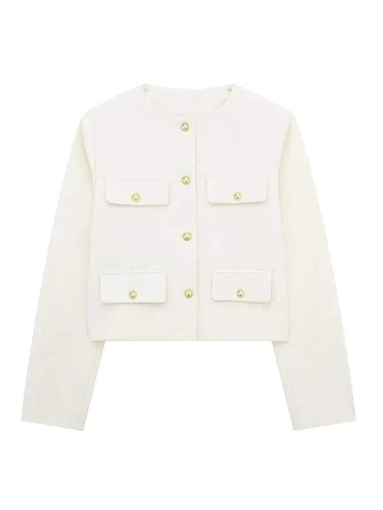 Levoire | Blouse à boutons croisés pour femmes à manches longues Blanc