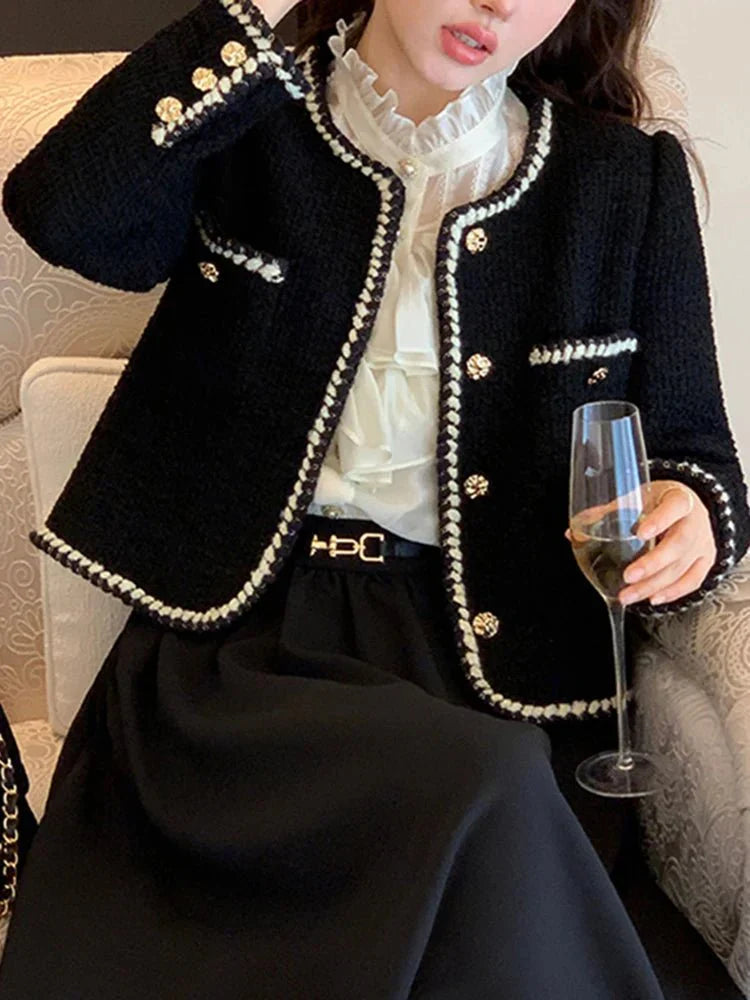 Levoire | Robe de vendange courte pour femmes à boutons en bas Noir