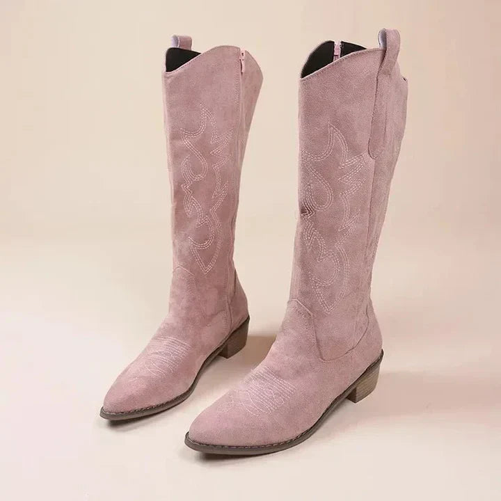 Levoire | Broderies de cow-boy pour femmes à talons bas Rose