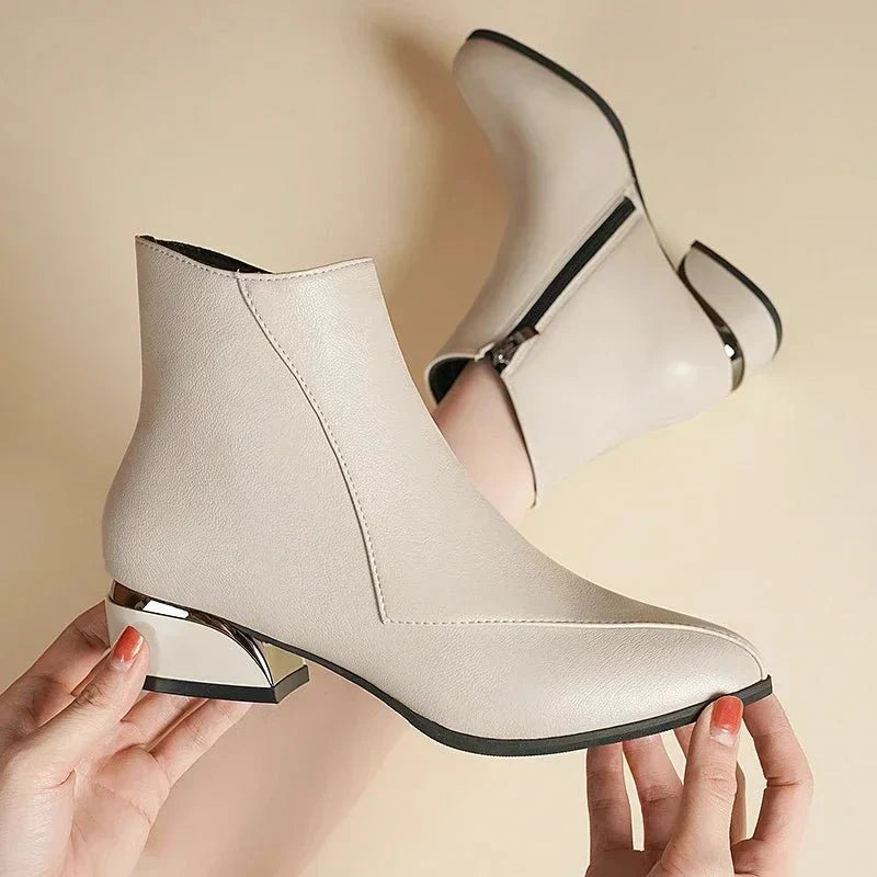 Levoire | Bottine À Talon Bloc Pour Femmes Beige