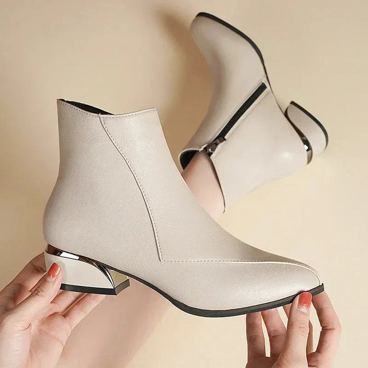 Levoire | Bottine À Talon Bloc Pour Femmes Beige