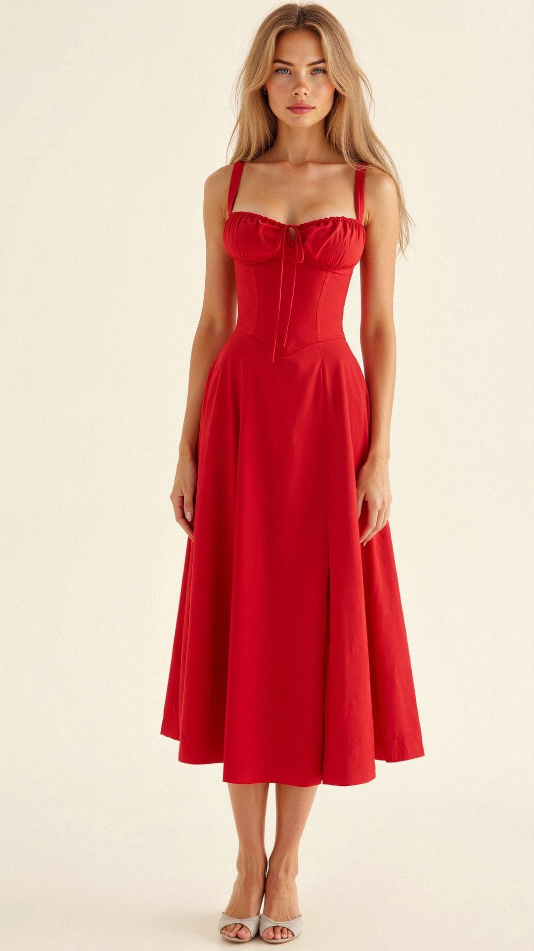 Levoire | Robe Midi Élégante Au Style Corset Pour Femmes Rot