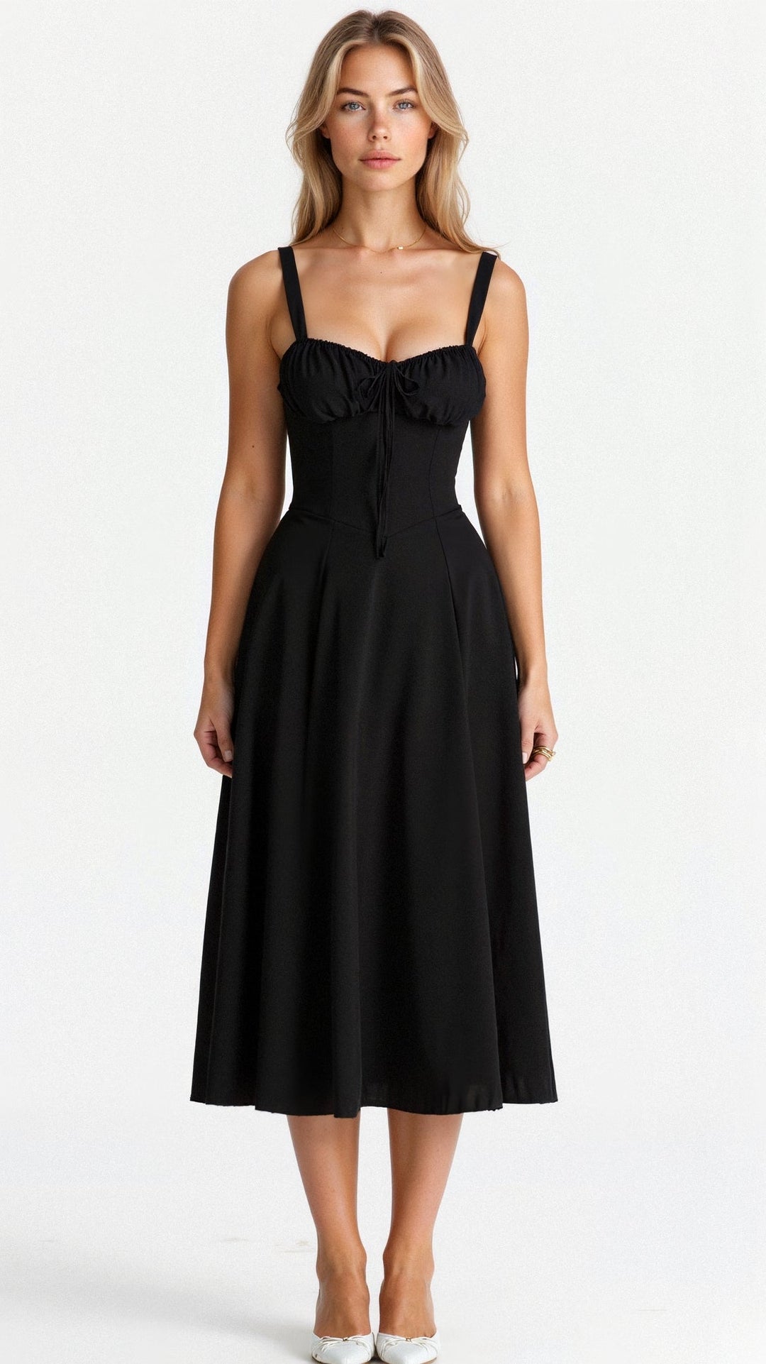 Levoire | Robe Midi Élégante Au Style Corset Pour Femmes Noir