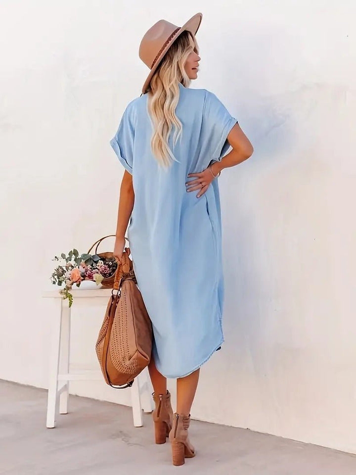 Levoire | Robe En Denim Avec Boutons Et Poche Pour Femmes