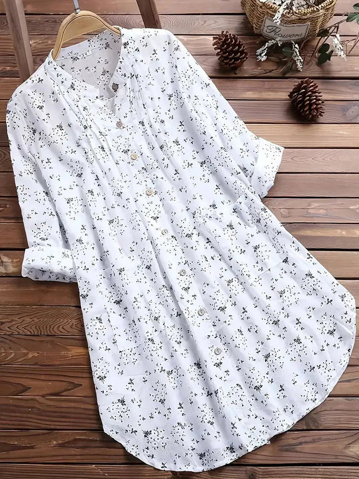 Levoire | Robe À Manches Longues Avec Motif Floral Pour Femmes Blanc