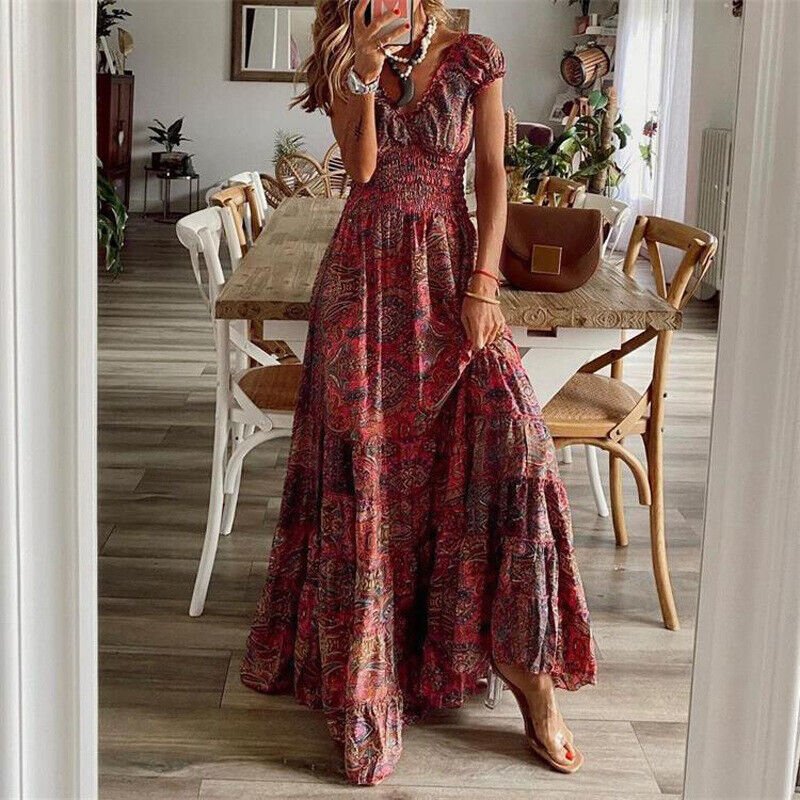 Levoire | Robe Maxi Boho Fluide Pour Femmes Rot