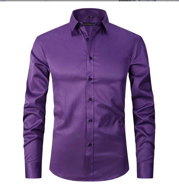 Levoire | Chemise à manches longues pour hommes avec boutons coupe slim Violet